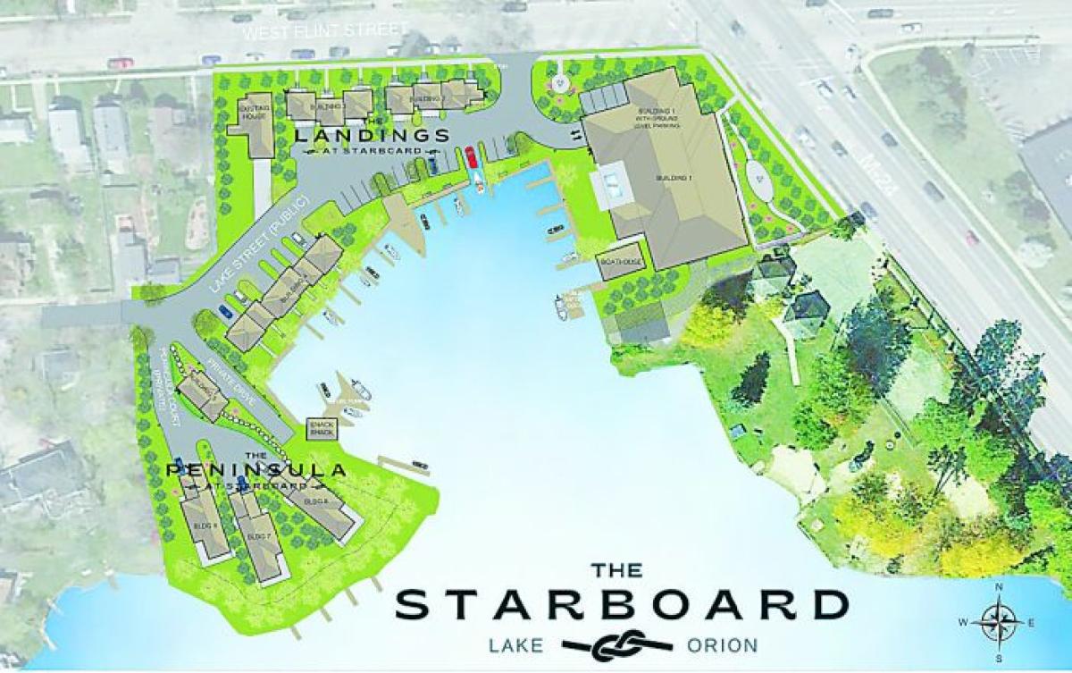 Colored rendering of The Starboard lakeside development project